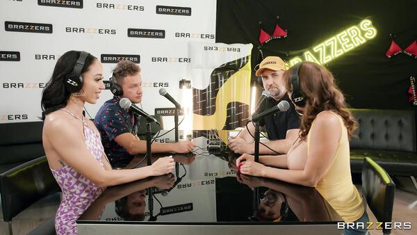 Anal Foursome In Radio Studio. Busty MILF And Her Slim Girlfriend