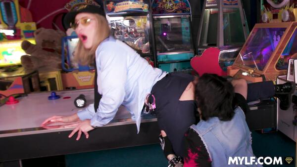 Mature Woman Guards Game Room And Punishes All Troublemakers
