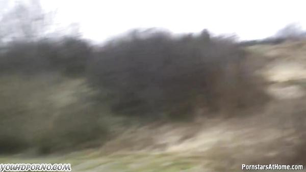 Amateur video with European girl in a city park